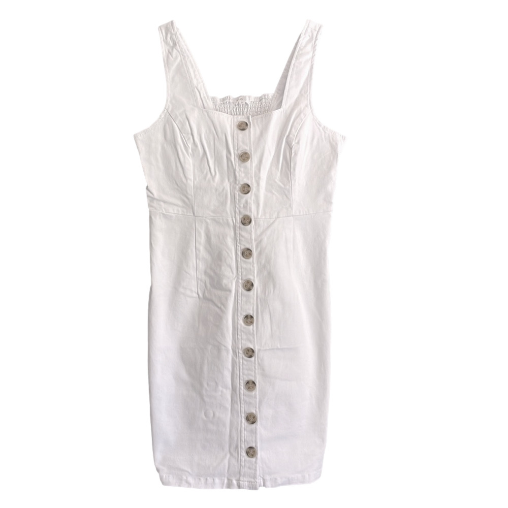 White denim button-down dress